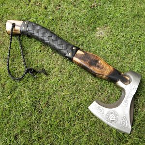Triangle Engraved Head Axe with Beautiful Ash Wood Handle