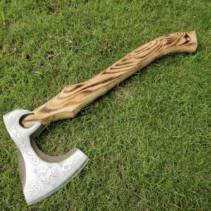 Lion Engraved Head Axe with Beautiful Ash Wood Handle