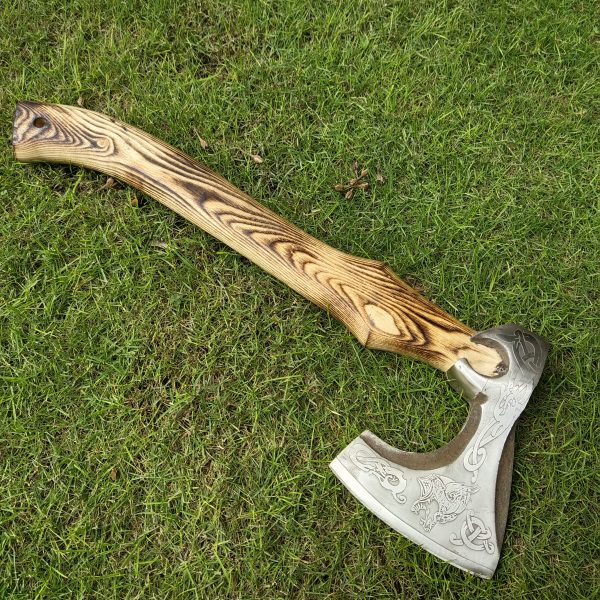 Lion Engraved Head Axe with Beautiful Ash Wood Handle