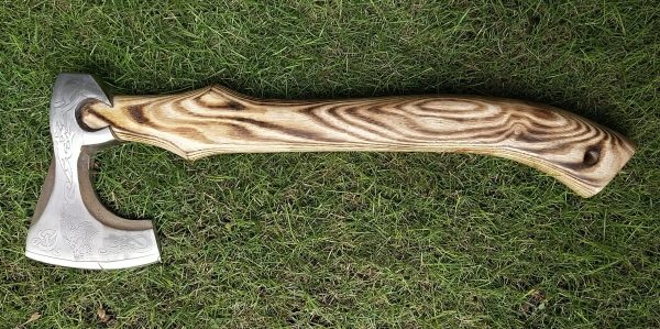 Lion Engraved Head Axe with Beautiful Ash Wood Handle