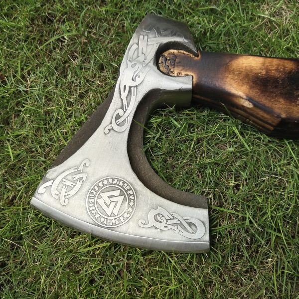 Triangle Engraved Head Axe with Beautiful Ash Wood Handle