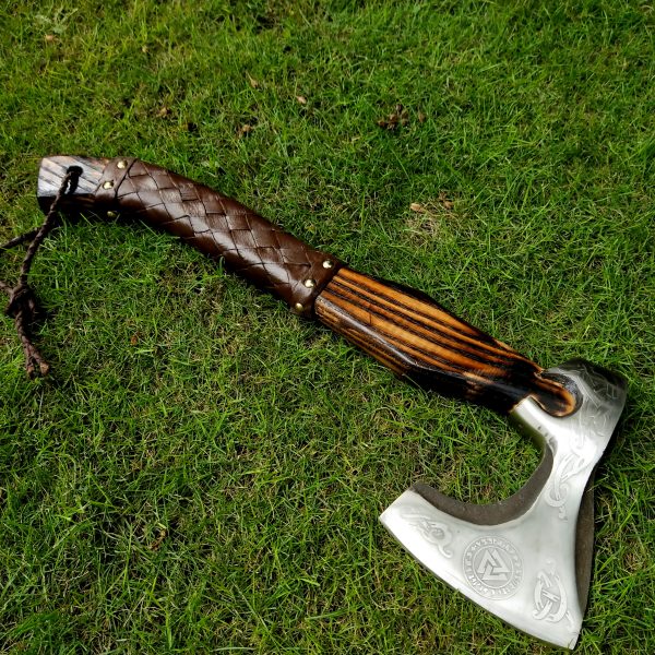 Triangle Engraved Head Axe with Beautiful Ash Wood Handle
