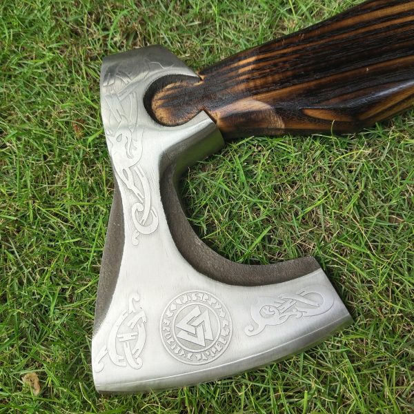 Triangle Engraved Head Axe with Beautiful Ash Wood Handle