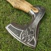 Paw Engraved Head Axe with Beautiful Ash Wood Handle