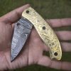 Hand Engraved Brass Handle Damascus Knife