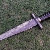 Beautiful Black Handled Damascus Blade Commando Knife