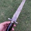 Beautiful Black Handled Damascus Blade Commando Knife