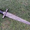 Beautiful Black Handled Damascus Blade Commando Knife
