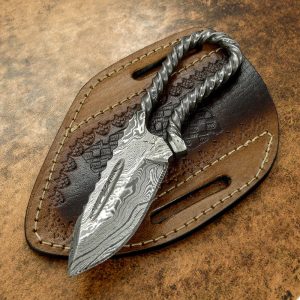 II-10 Medieval Skinning Pack Knife Solid Damascus Steel