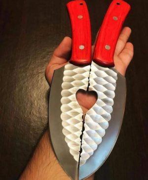 Love Birds Beautiful Knives with Red Wood Handle