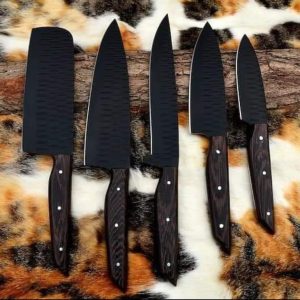 Black Powder Coated Chef Set with Black Handle