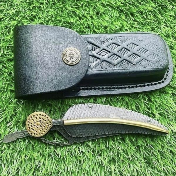 Full Damascus Steel Brass Leaf Folder