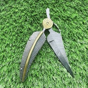 Full Damascus Steel Brass Leaf Folder