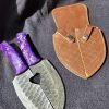 Damascus Love Birds Beautiful Knives with Purple Resin Handle