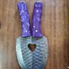 Damascus Love Birds Beautiful Knives with Purple Resin Handle