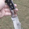 II-13 Hunting Skinning Gut Hook Damascus Knife Black Handle