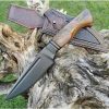 Black Powder Coated Hunter with Blood Groove Walnut Wood Handle