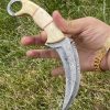 Karambit Damascus Steel Knife with Bone Handle