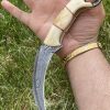 Karambit Damascus Steel Knife with Bone Handle