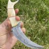 Karambit Damascus Steel Knife with Bone Handle