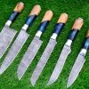 Beautiful Olive Wood and Blue Resin Handle Chef Set