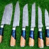 Beautiful Olive Wood and Blue Resin Handle Chef Set