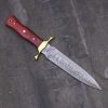 Beautiful Red Handle Damascus Double Edge Knife