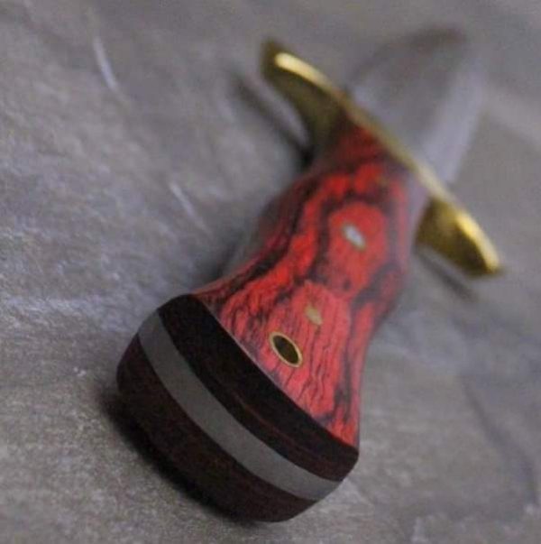 Beautiful Red Handle Damascus Double Edge Knife