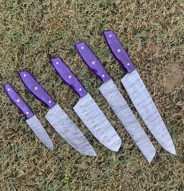 Purple Resin Handle Chef Set