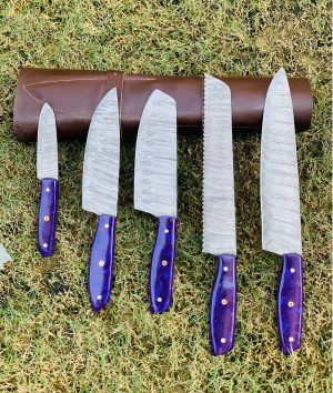 Purple Resin Handle Chef Set