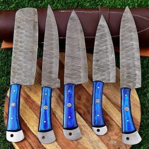 C2- Blue Wood Handle Chef Set