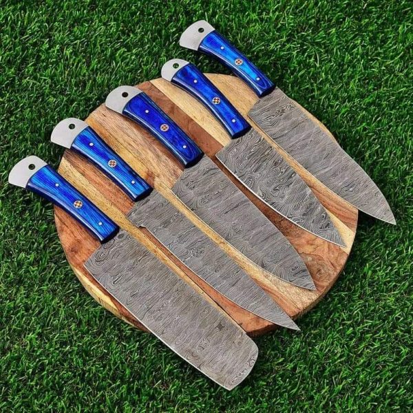 C2- Blue Wood Handle Chef Set