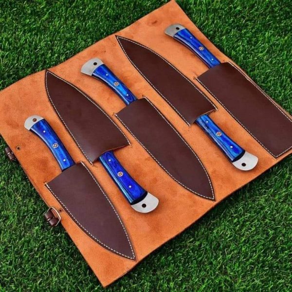 C2- Blue Wood Handle Chef Set