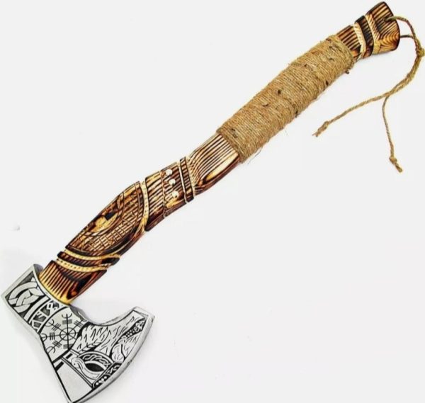 Beautiful Viking Axe with Hand Engraved Ash Wood Handle