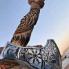 Beautiful Viking Axe with Hand Engraved Ash Wood Handle