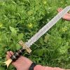 Damascus Steel Sword with Beautiful Brass & Black Resin Handle