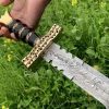 Damascus Steel Sword with Beautiful Brass & Black Resin Handle