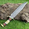 Beautiful Antler Handle Damascus Knife TR65