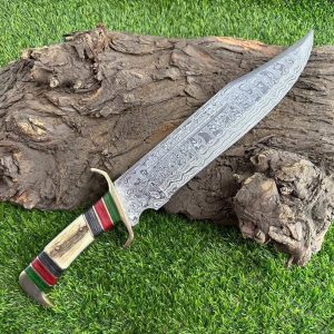 Beautiful Antler Handle Damascus Knife TR65