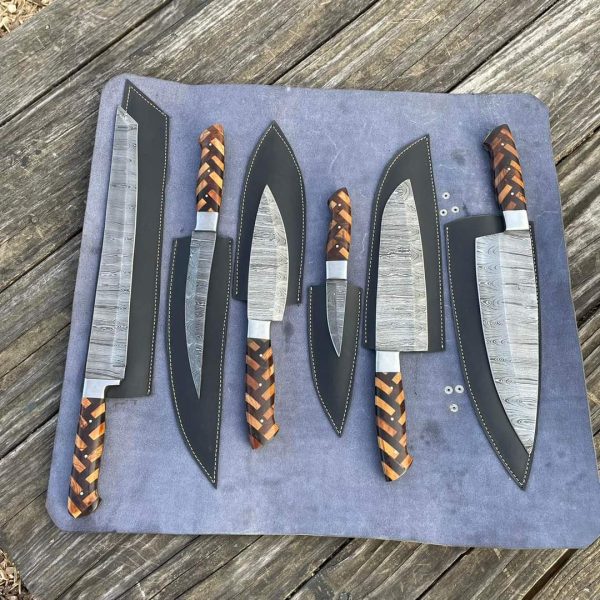 Rose & Olive Wood Handle Chef Set