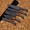 Black Powder Coated Chef Set with Rose Wood & Black Wood Handle