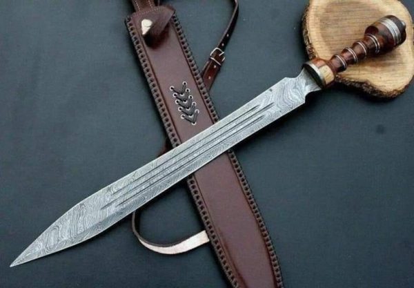 G2 Hand Forged Damascus Steel Sword with Rose Wood Handle