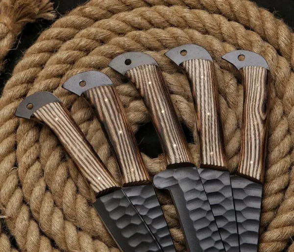 Hand Forged Carbon Steel Five Chef's Knives Set