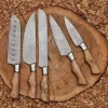 5PCS CUSTOM HANDMADE DAMASCUS STEEL CHEF SET