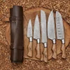 5PCS CUSTOM HANDMADE DAMASCUS STEEL CHEF SET