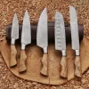 5PCS CUSTOM HANDMADE DAMASCUS STEEL CHEF SET
