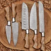 5PCS CUSTOM HANDMADE DAMASCUS STEEL CHEF SET