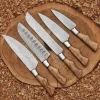 5PCS CUSTOM HANDMADE DAMASCUS STEEL CHEF SET