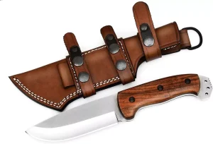 Hunting Knife 5''Blade/10''Full-Tang Fixed Blade Rosewood Handle Knife