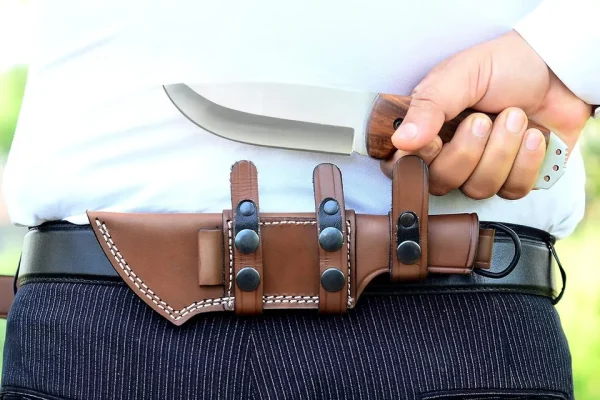 Hunting Knife 5''Blade/10''Full-Tang Fixed Blade Rosewood Handle Knife